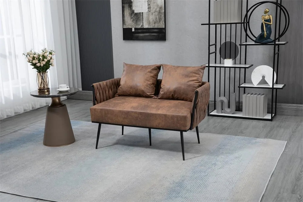 Green Velvet Tufted Armchair with Metal Legs and 2 Couch Pillows P34008