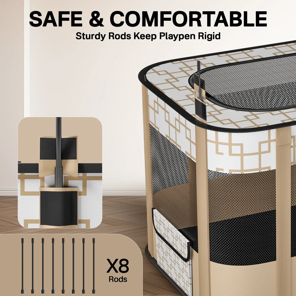 Foldable Pet Playpen with Removable Shade Cover Q2598