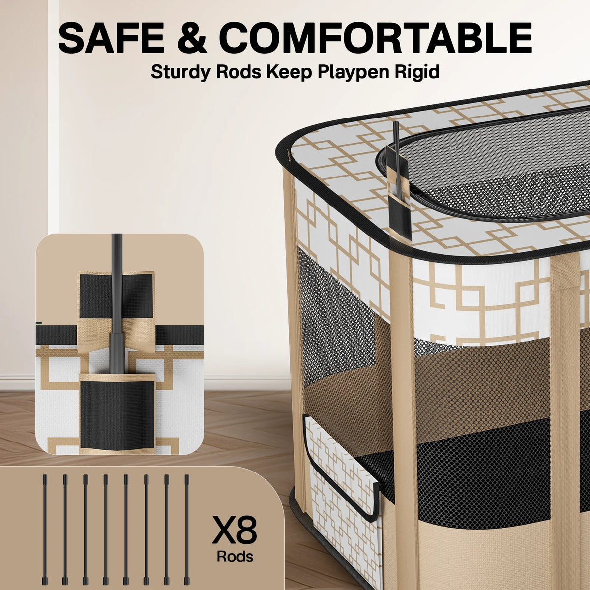 Foldable Pet Playpen with Removable Shade Cover Q2598