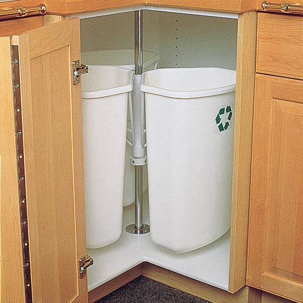 White In Cabinet Corner Trash Can N96730