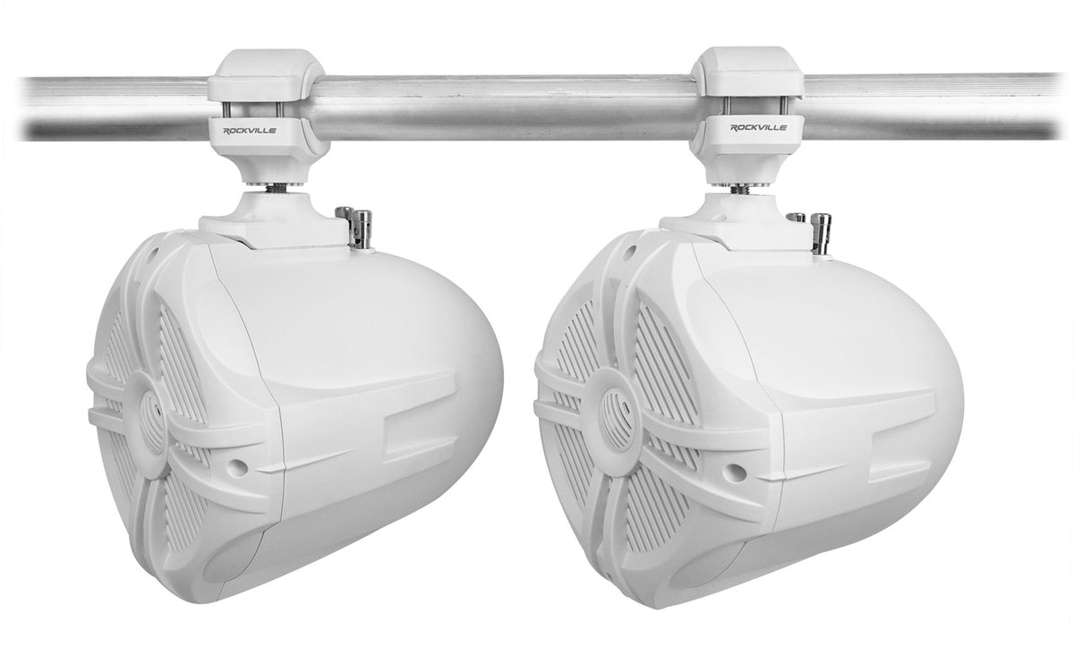 White 6.5" Marine Wakeboard Swivel Speakers with Amp and Receiver H88591