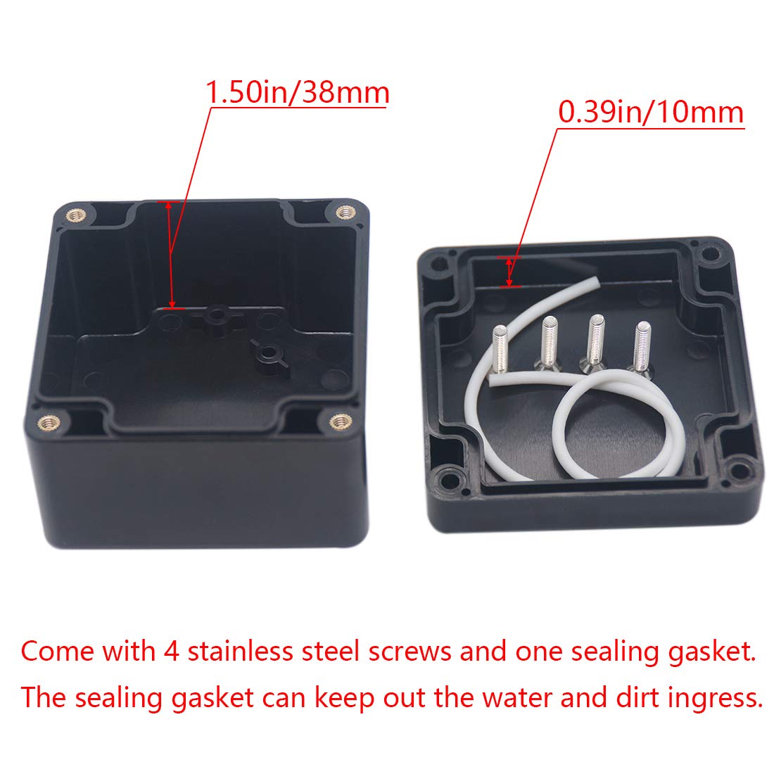 2 Pack Waterproof Plastic Junction Box ABS IP65 Electronic Project Case Power Enclosure 3.94 x 2.68 x 1.97 inch P52293
