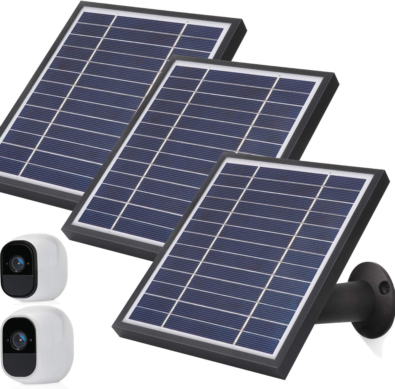 Solar Panel for Arlo Pro and Arlo Pro2 Camera, 11.8feet Power Cable, Adjustable Mount, 3 Pack, Silver A467471