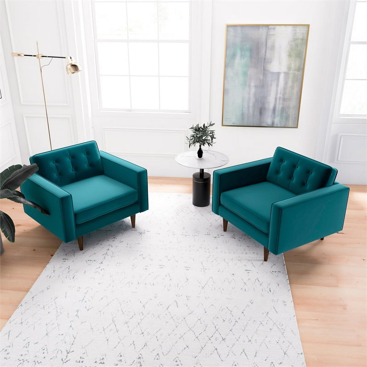 Turquoise Velvet Lounge Chair (Set of 2) N23000