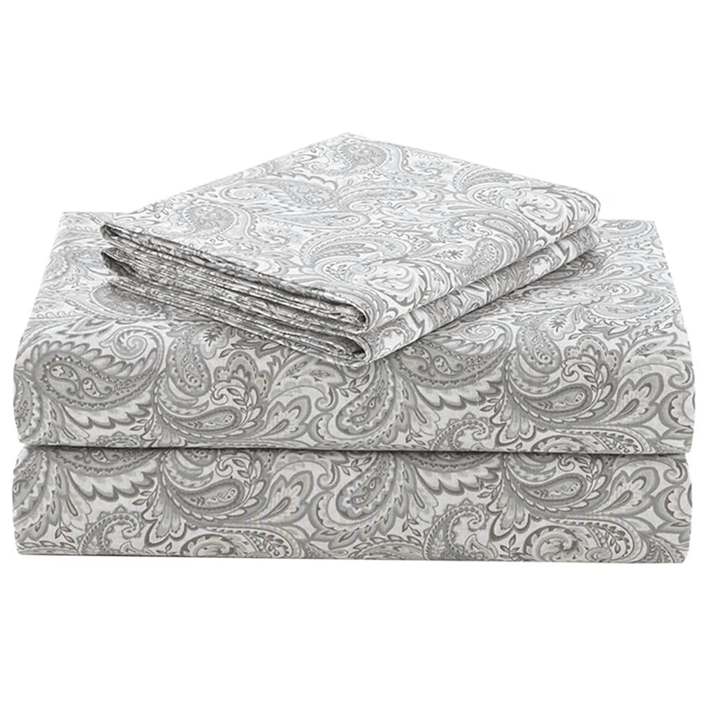 Gray 4 Piece Cotton Queen Sheets Set with Deep Pocket P475626
