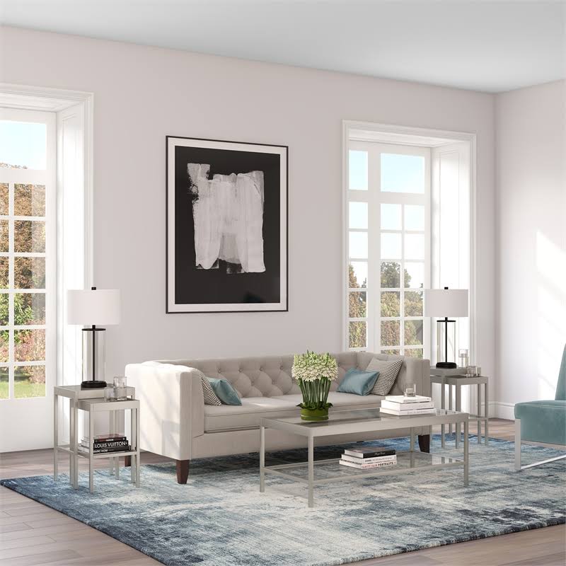 Modern Satin Nickel and Gray Nested Side Tables G255