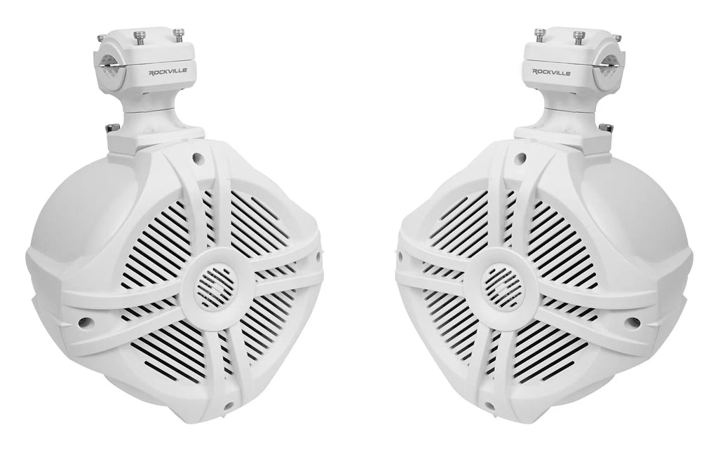 White 6.5" Marine Wakeboard Swivel Speakers with Amp and Receiver H88591