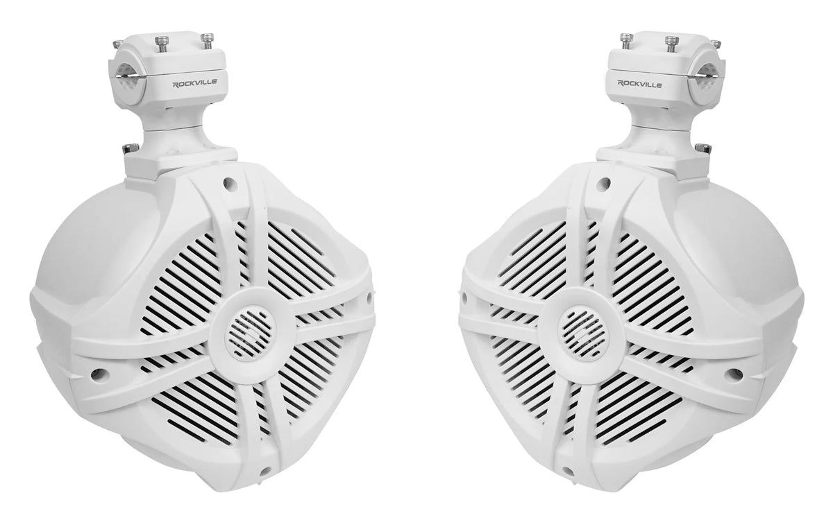 White 6.5" Marine Wakeboard Swivel Speakers with Amp and Receiver H88591