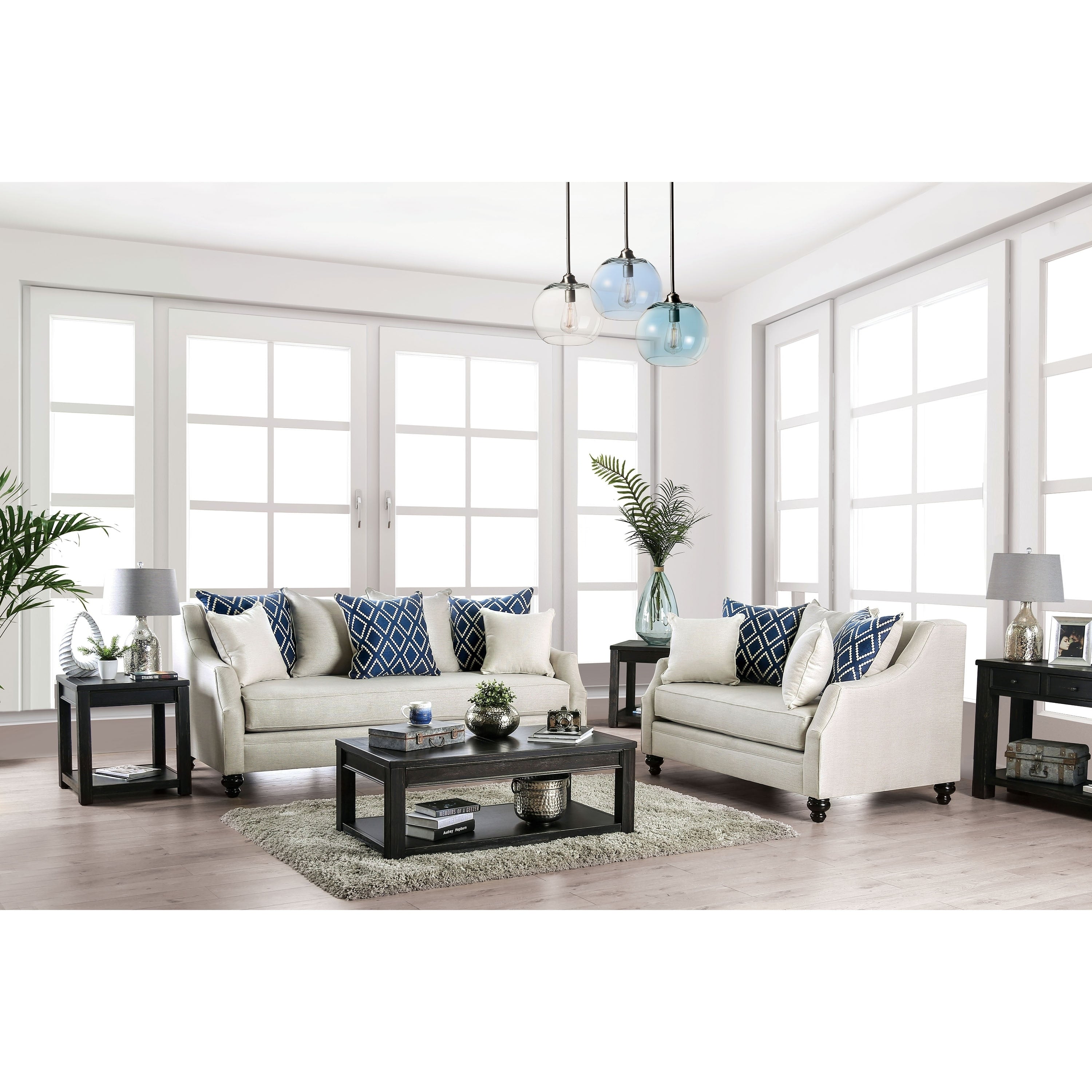 Ivory Fabric 2-Piece Living Room Set T742