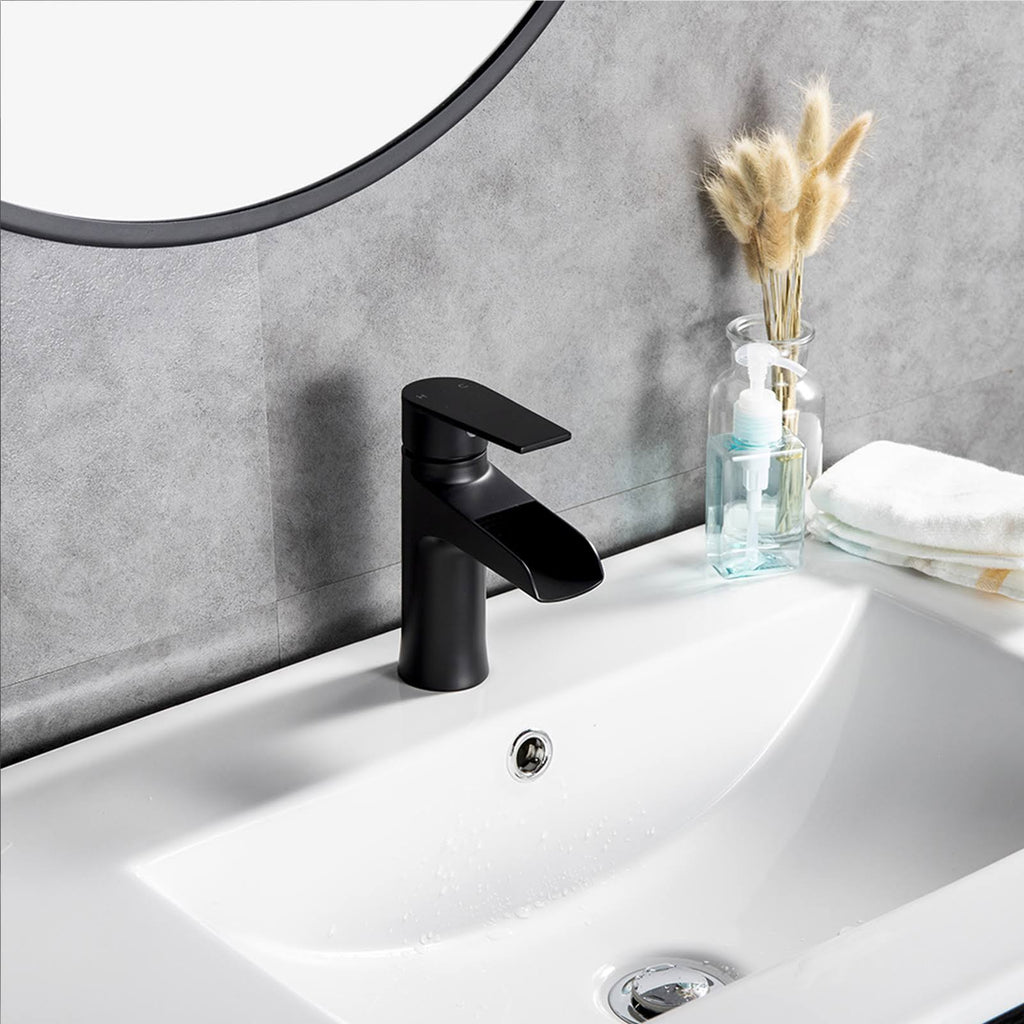 Matte Black Stainless Steel Single Hole Waterfall Bathroom Faucet R690978