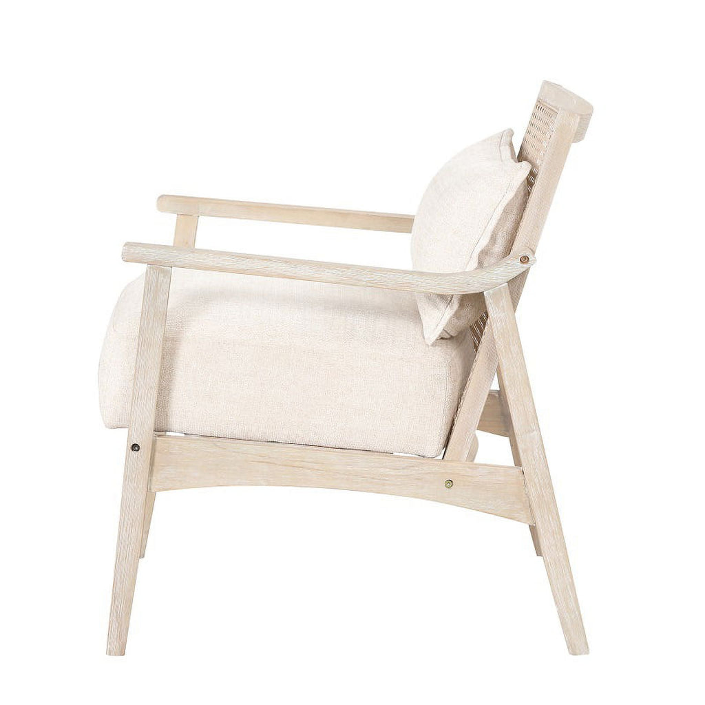 Mid-Century Rattan Accent Chair with Lumbar Pillow C250103