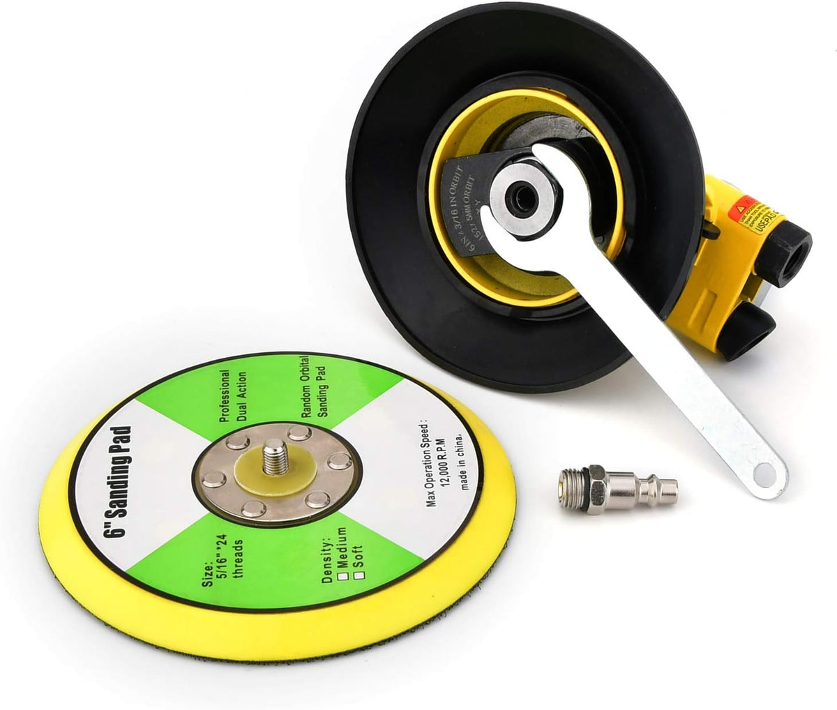 6-inch Yellow Pneumatic Palm Sander Pack of 2 K36356