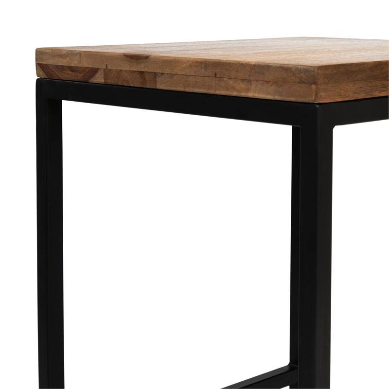 Rustic Metal Square Barstool in Natural Oak B621038