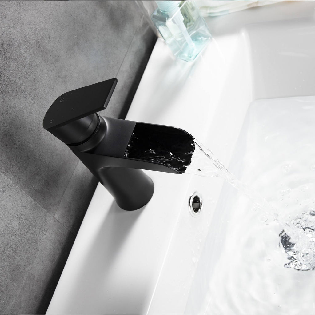 Matte Black Stainless Steel Single Hole Waterfall Bathroom Faucet R690978