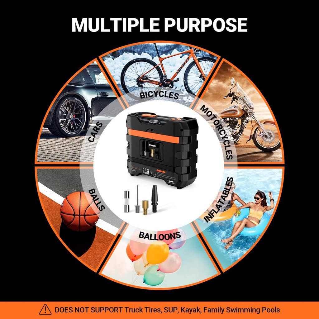 Orange 2Pcs Portable Car Tire Inflator Air Compressor J575688