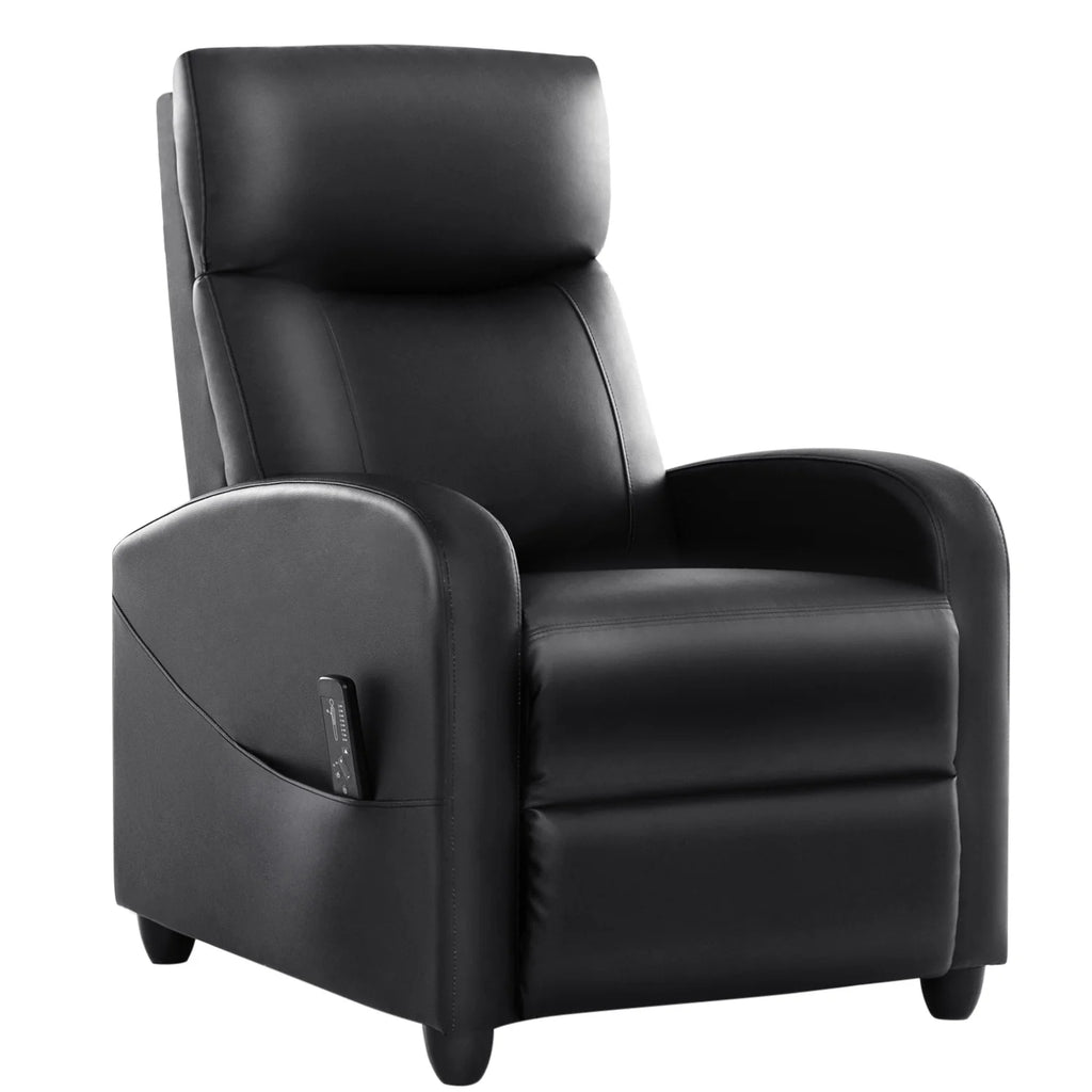 Black PU Leather Single Sofa Recliner Chair with Massage Backrest O277