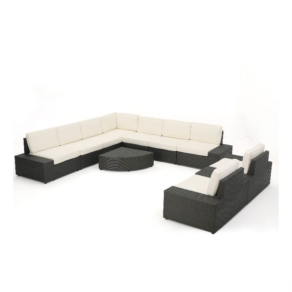 Gray 9 Seater Sectional Sofa and Club Chair Chat Set P95530