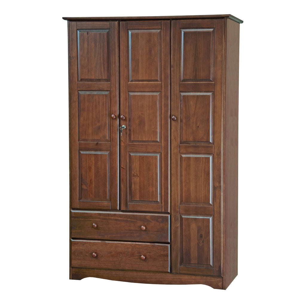 Solid Wood 3-Door Wardrobe with Lock F205131