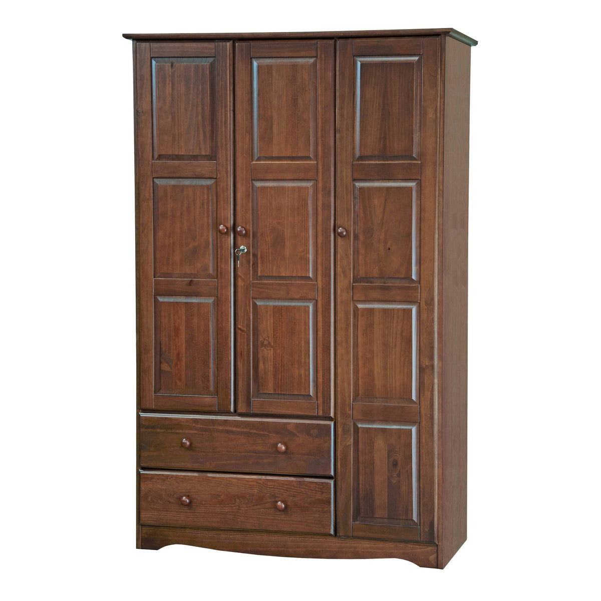 Solid Wood 3-Door Wardrobe with Lock F205131