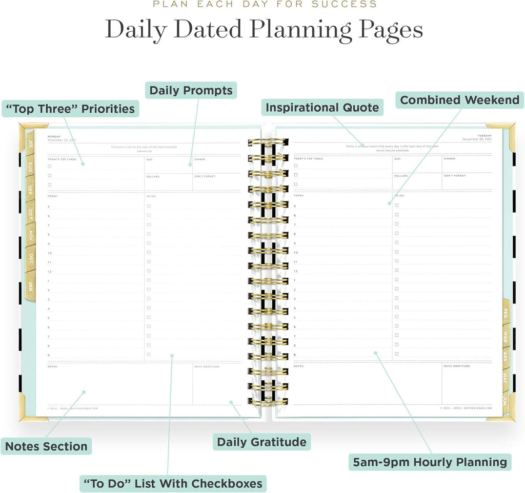 Black Stripe Spiral Bound Daily Planner A8152