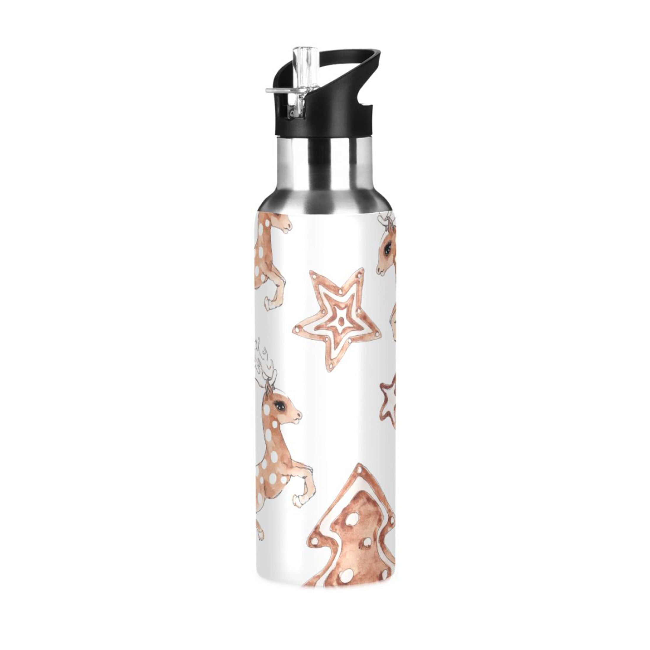 Stainless Steel Insulated Thermos Flask with Straw Lid Q29644