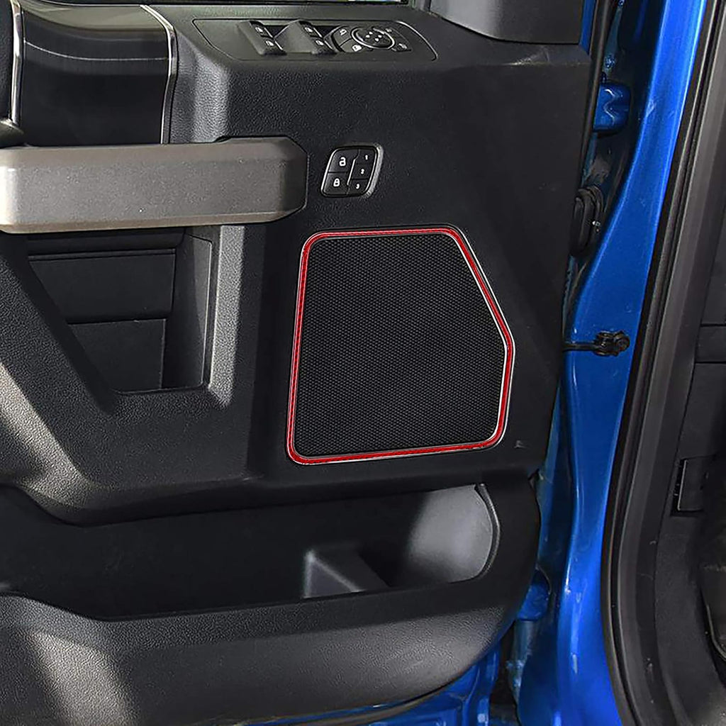 Red Carbon Fiber Door Loudspeaker Frame Trim Cover 4PCS H665