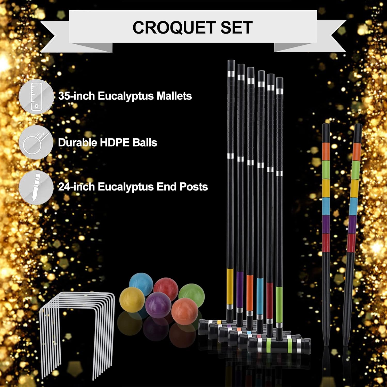 Premium Croquet Set with Carrying Bag, 35 Inch U71435