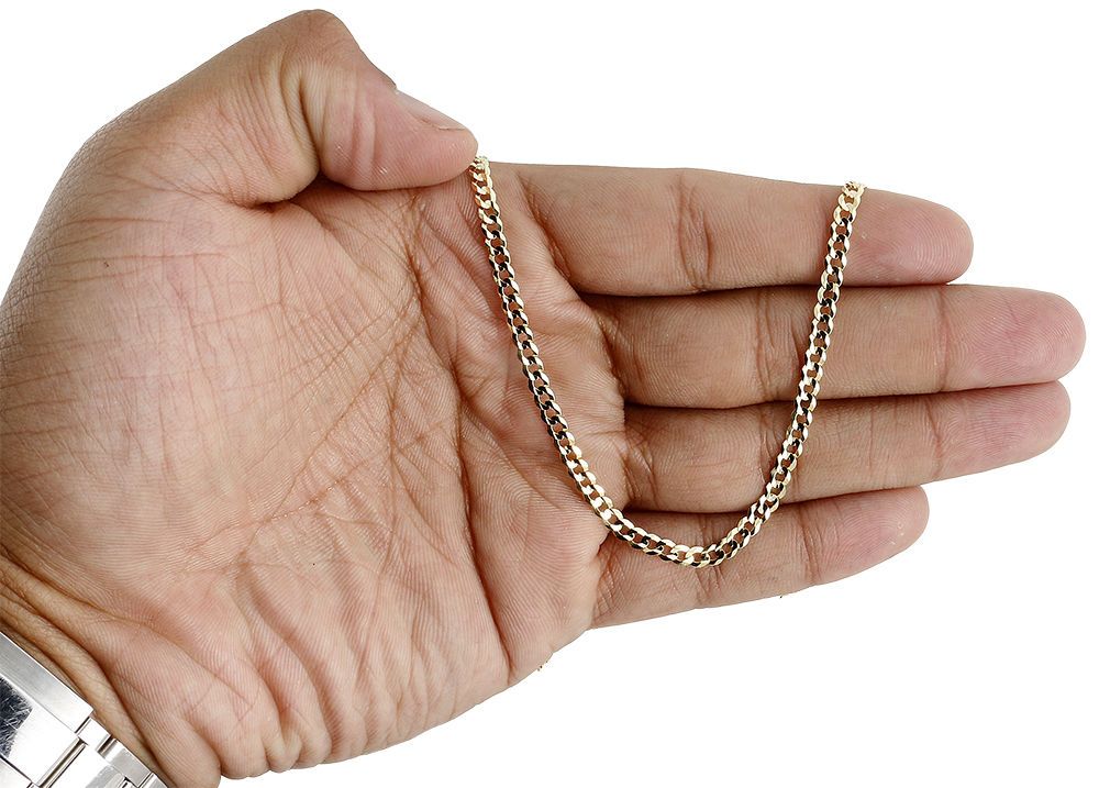 10K Yellow Gold Cuban Link Chain Necklace, 22 Inches E291