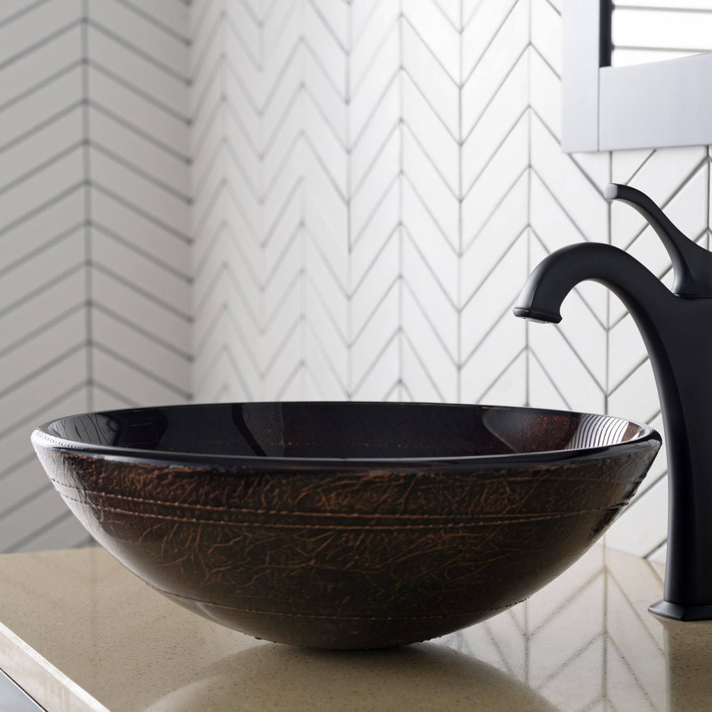 Oil Rubbed Bronze Circular Vessel Bathroom Sink K8043