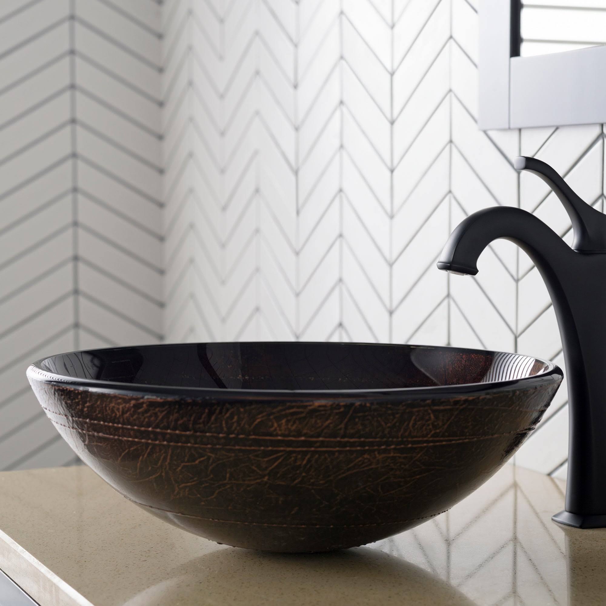 Oil Rubbed Bronze Circular Vessel Bathroom Sink K8043