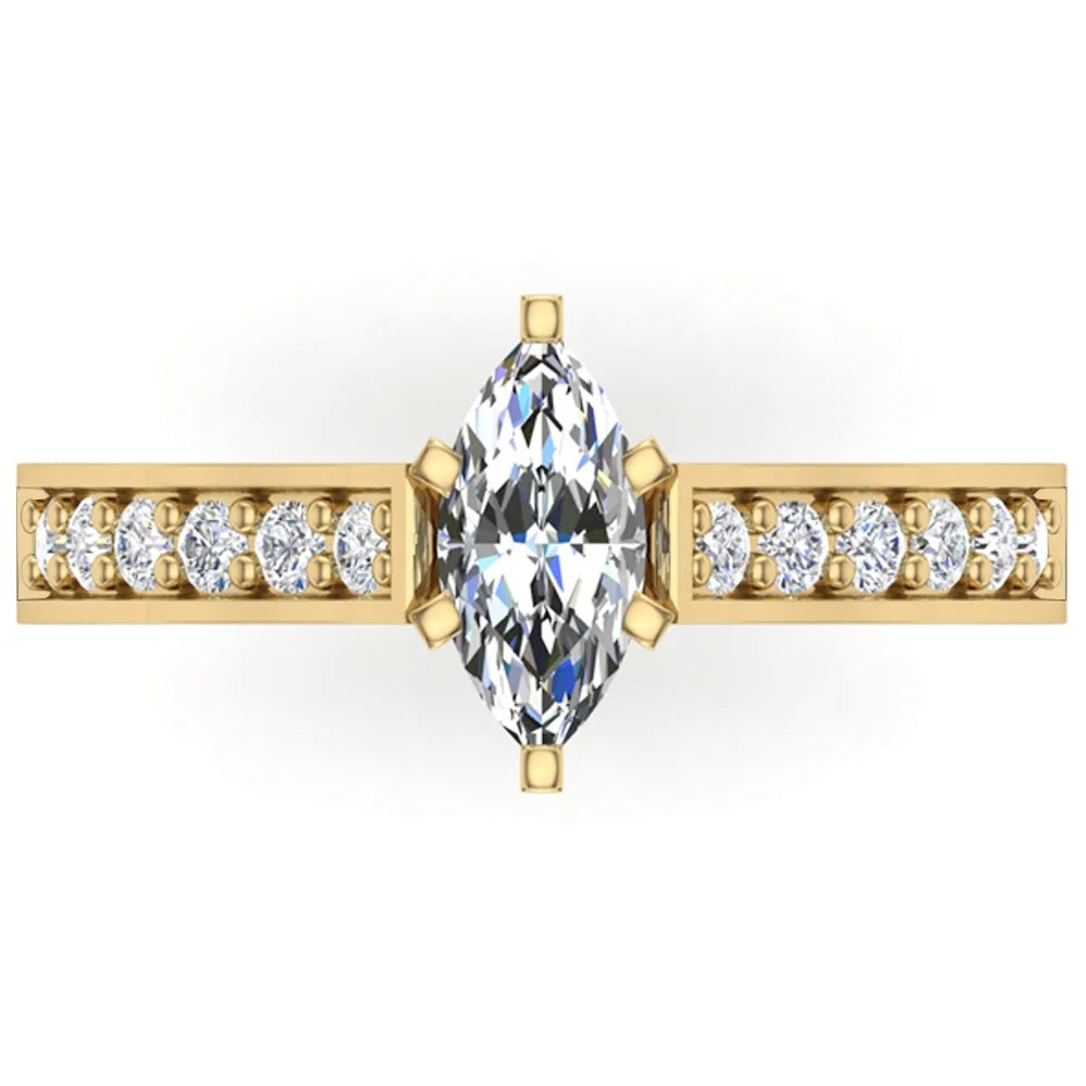 14K Gold 1.10 CT TW Marquise Cut Diamond Engagement Ring H33703