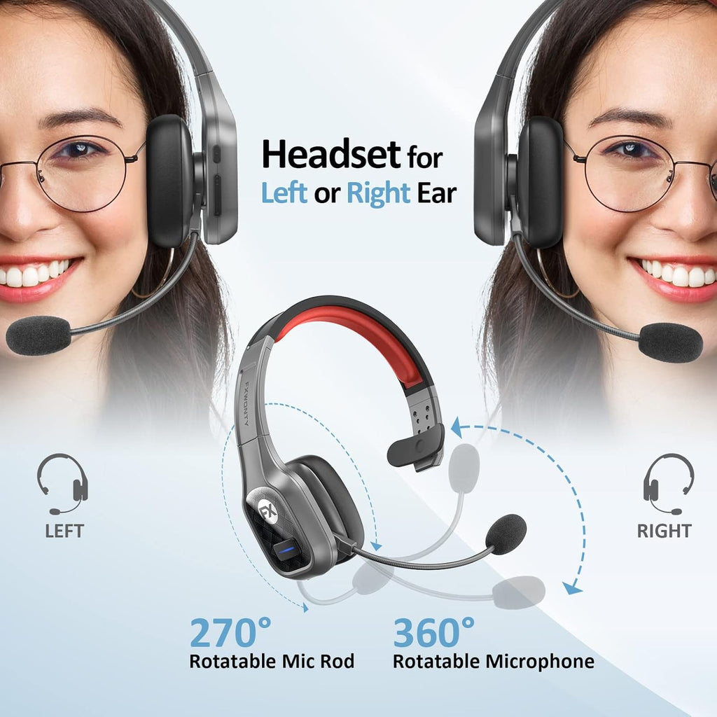 Bluetooth Headset with Microphone Noise Canceling, On-Ear Bluetooth 5.0 Multipoint Headphones, Pack of 2 G79669