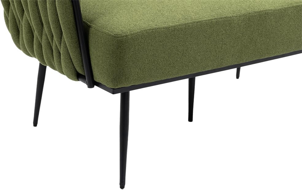Green Velvet Tufted Armchair with Metal Legs and 2 Couch Pillows P34008