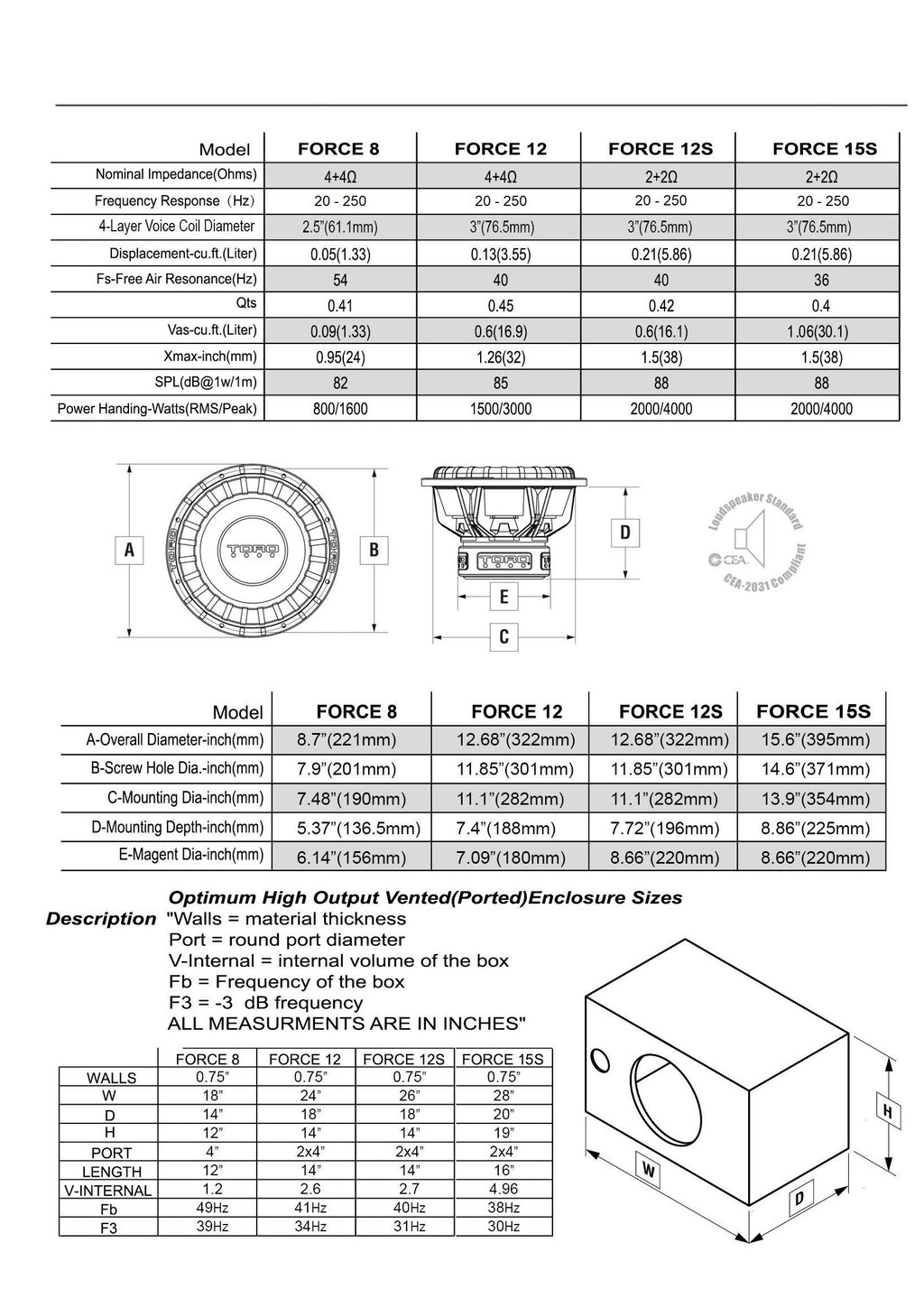 8 inch 800 Watts Car Subwoofer G27576
