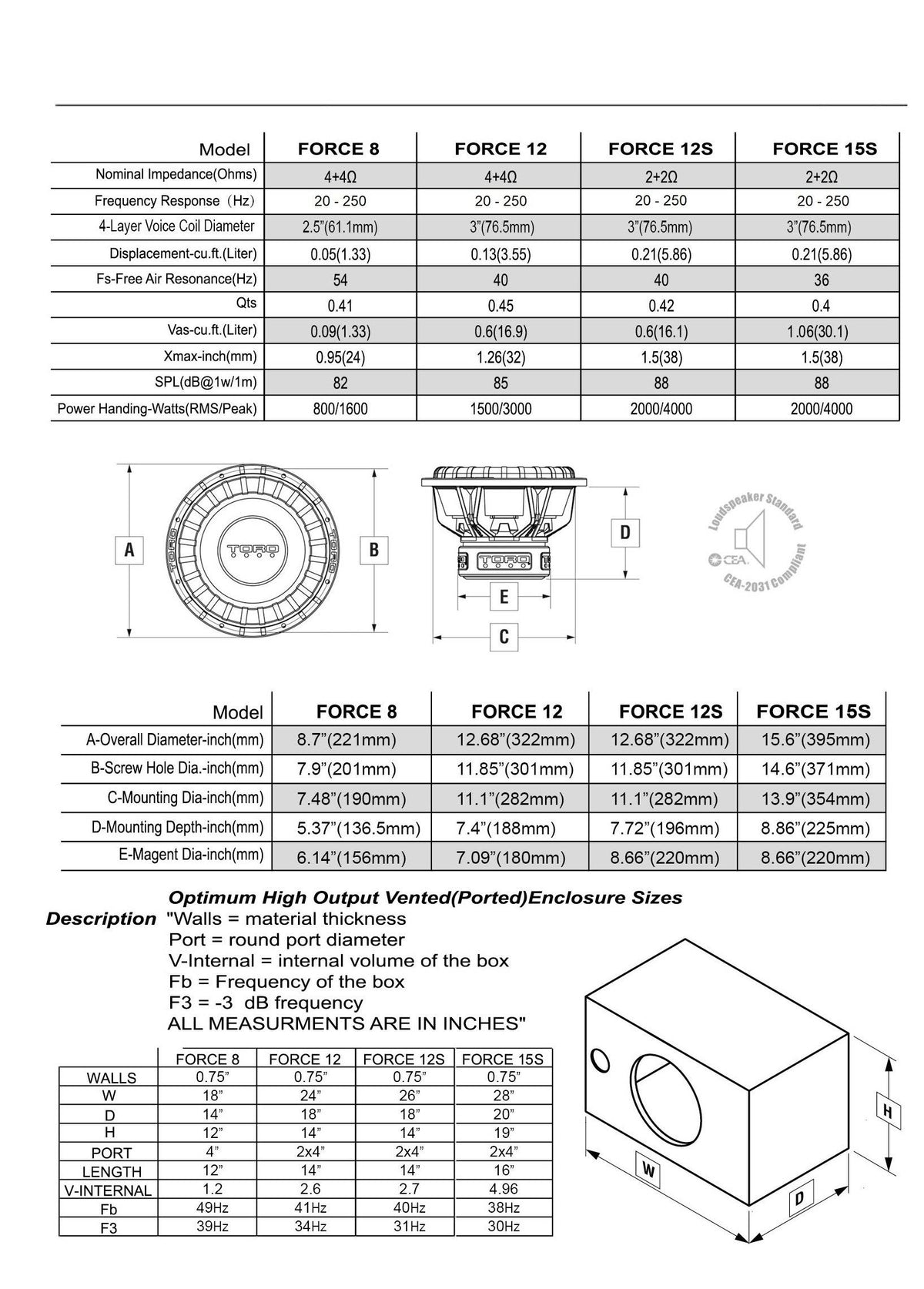 8 inch 800 Watts Car Subwoofer G27576