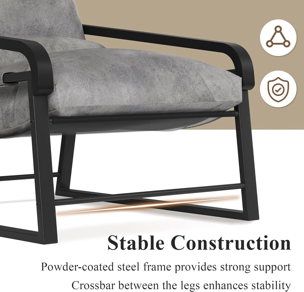 Gray Upholstered Accent Arm Chair with Metal Frame Q820527