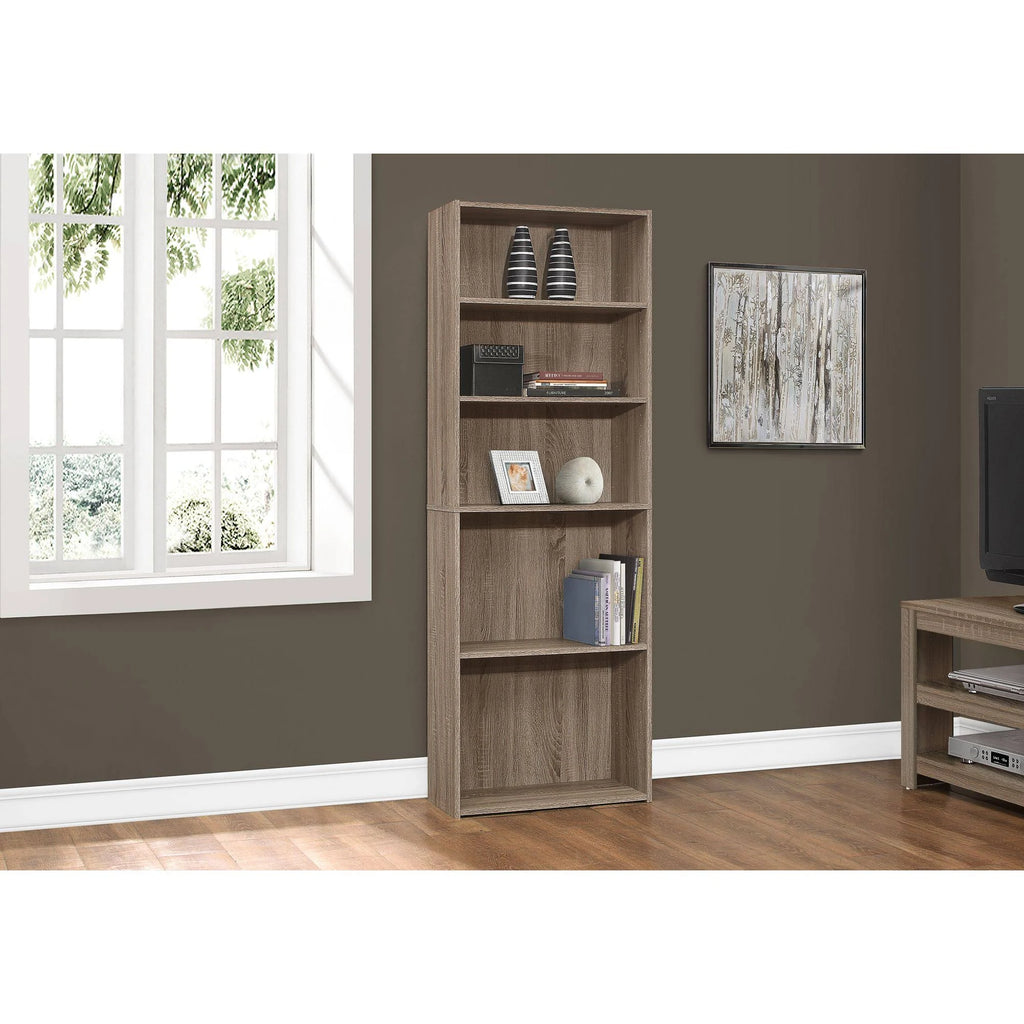 Taupe Brown 5 Shelves Rectangular Bookcase X7178