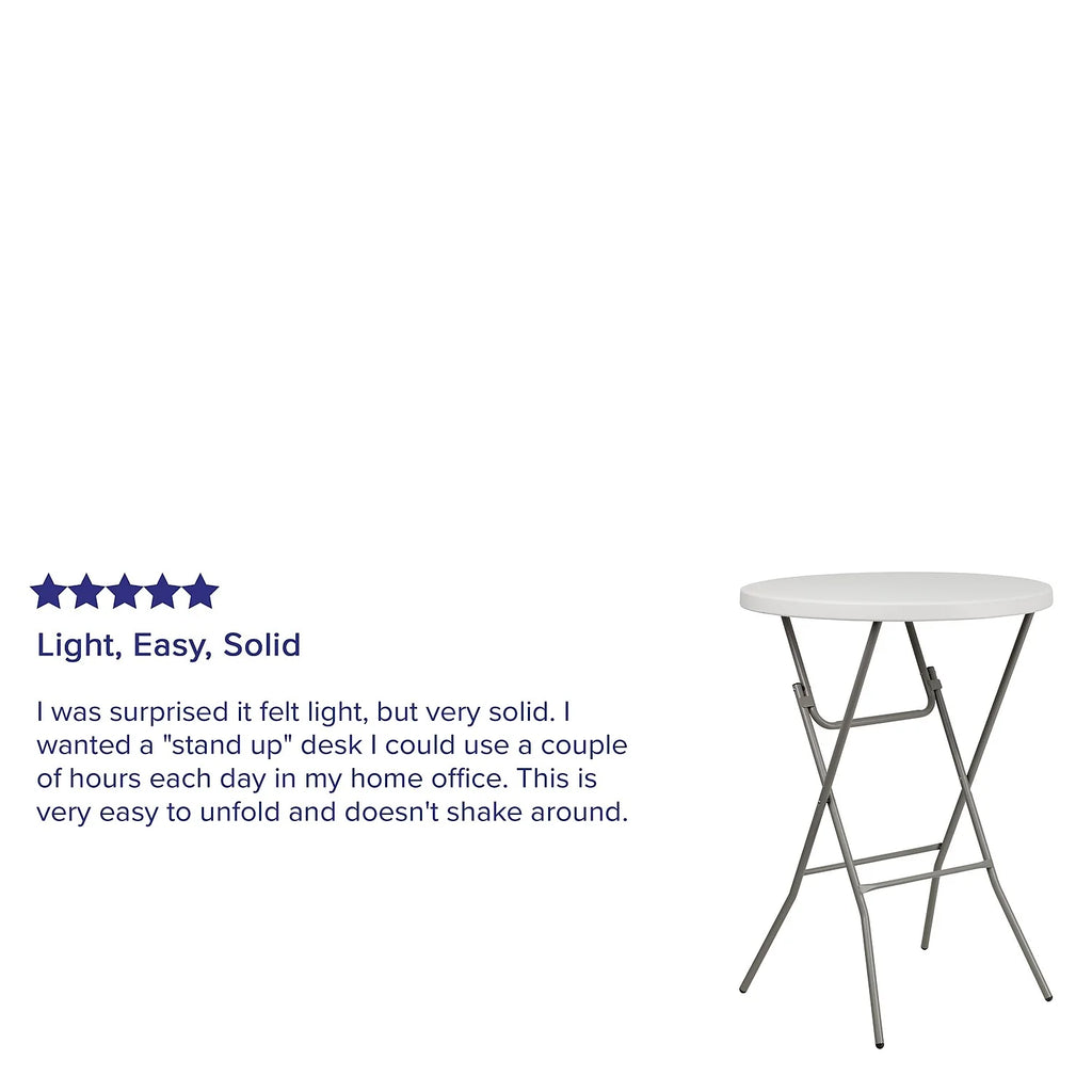 2.63-Foot Round Granite White Plastic Folding Table D600
