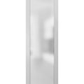 Slab Barn Door Panel Frosted Glass Lite White Silk 28x22 x 80x22 E9076