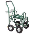 Heavy-Duty Garden Hose Reel Cart with Basket F7569