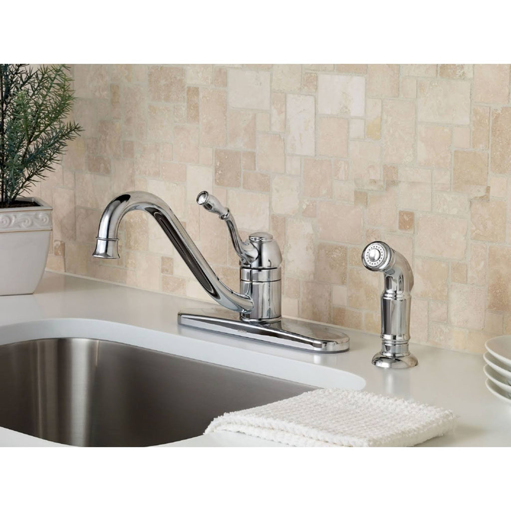 Chrome Single Handle Kitchen Faucet with Side Spray N72241