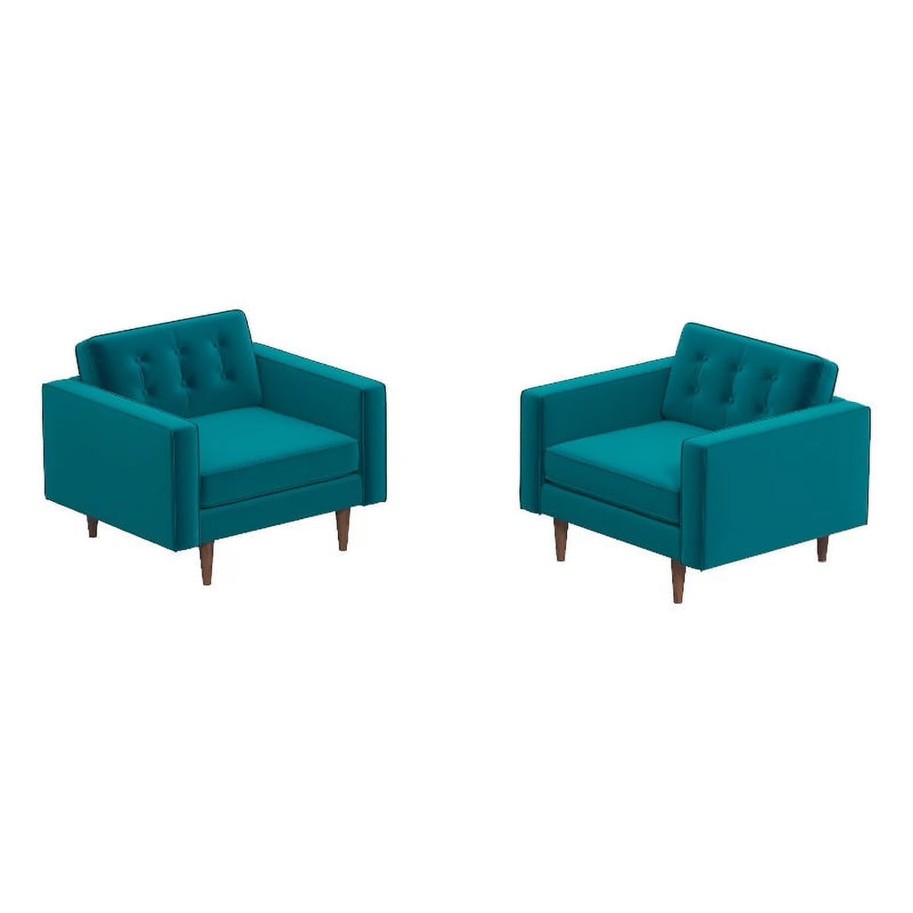 Turquoise Velvet Lounge Chair (Set of 2) N23000