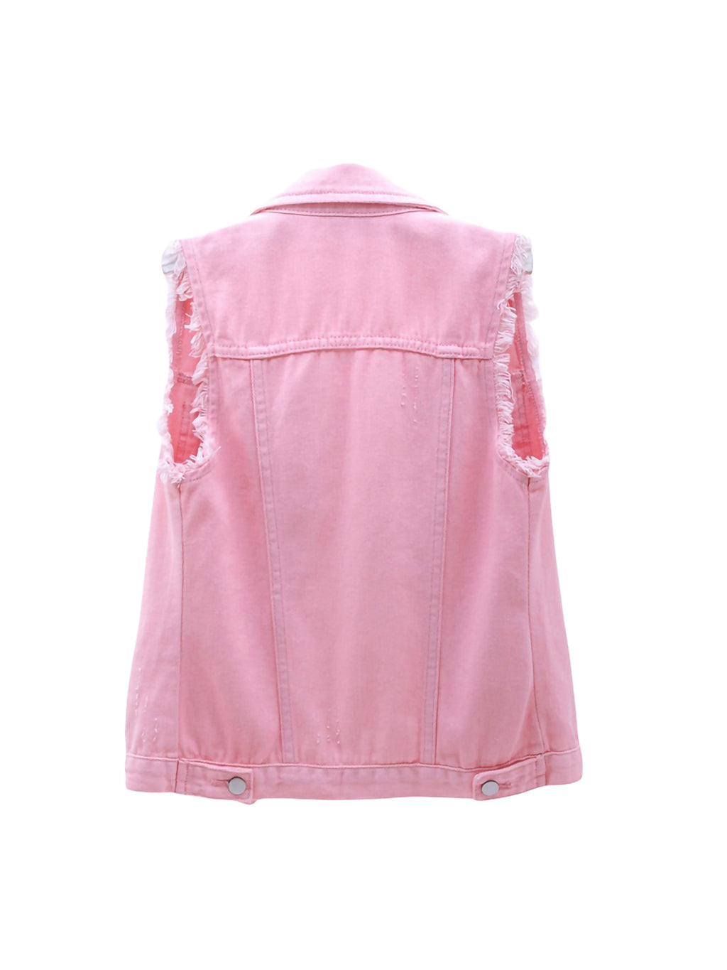 Plus Size Crop Distressed Jean Vest Jackets With Pockets V917714