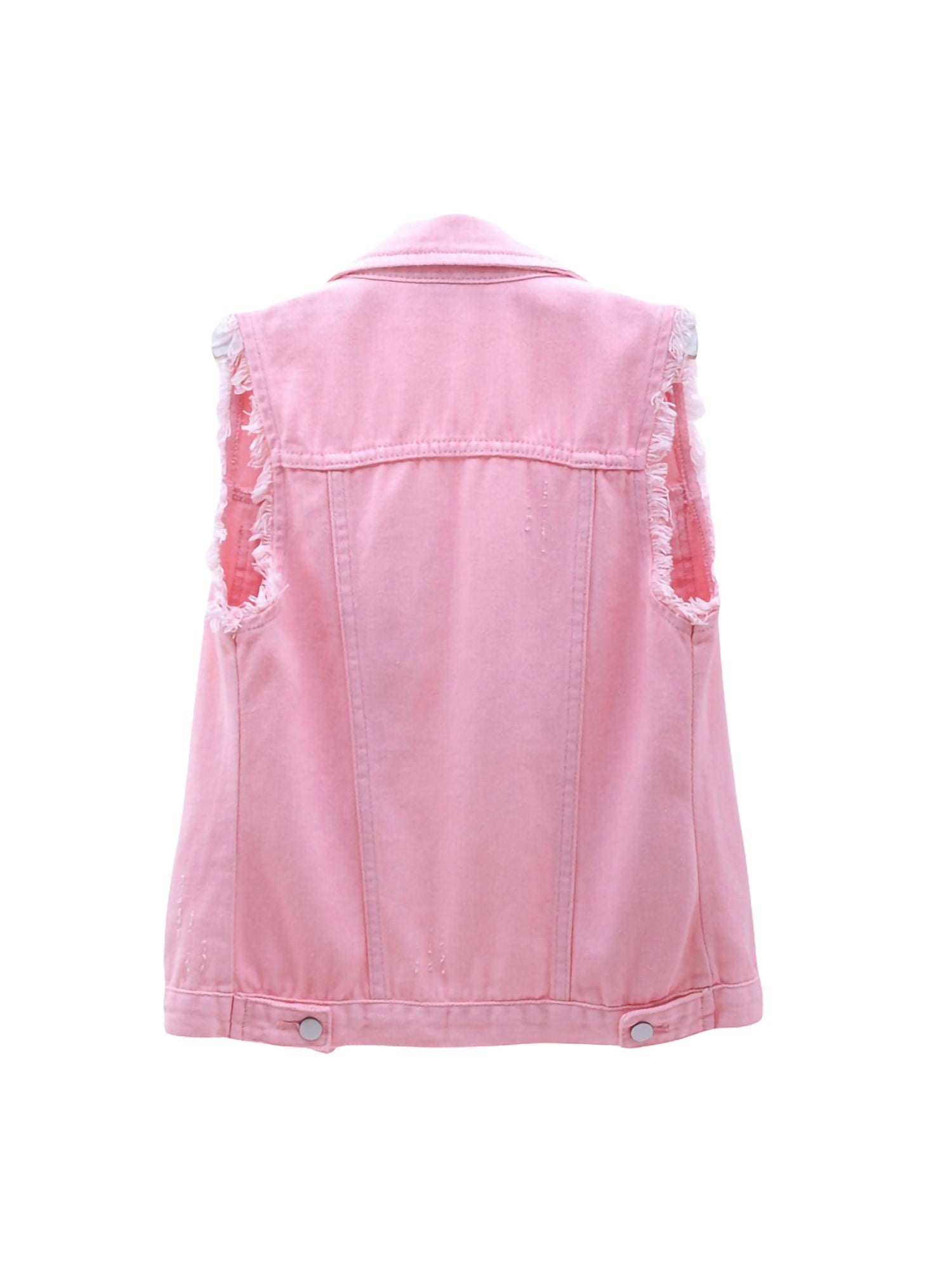 Plus Size Crop Distressed Jean Vest Jackets With Pockets V917714