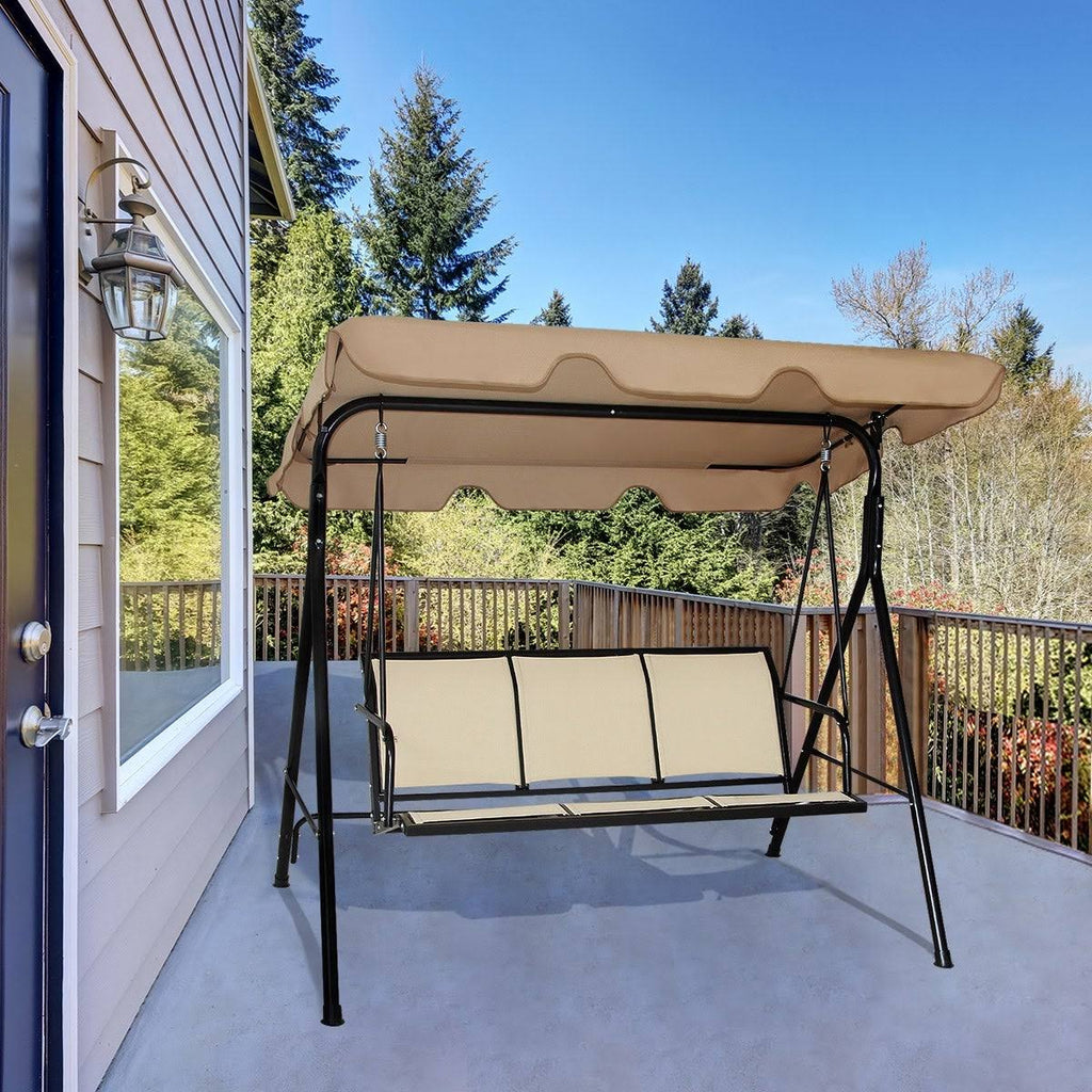 Black/Brown Outdoor Patio Swing Canopy Bench Chair Q531