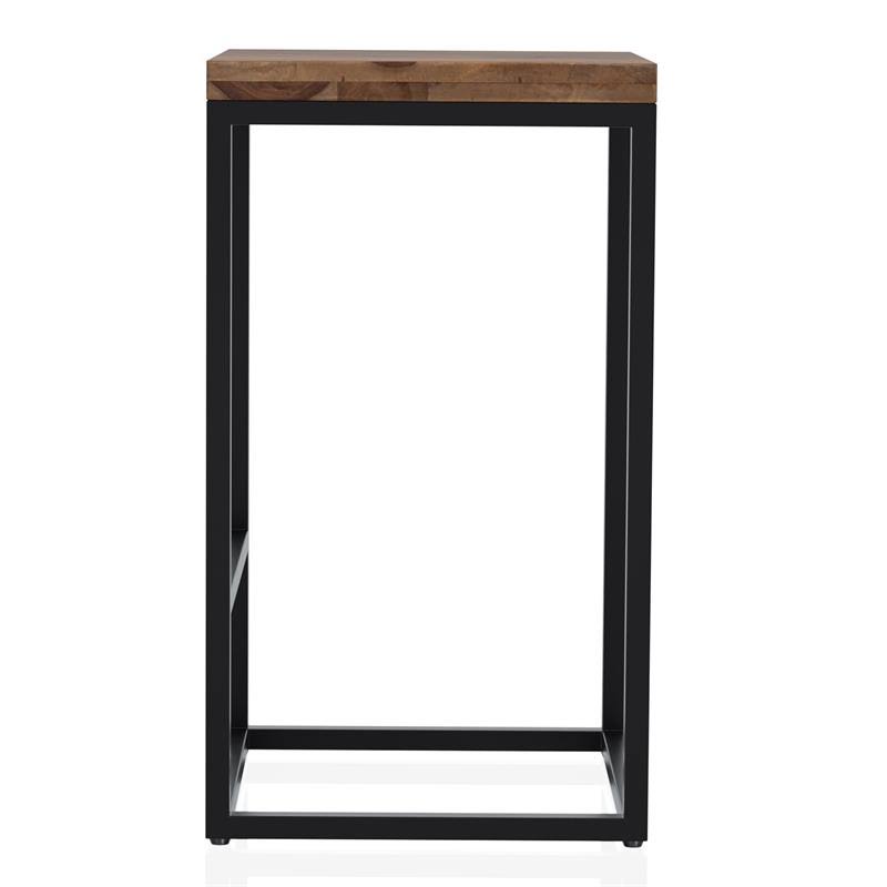 Rustic Metal Square Barstool in Natural Oak B621038
