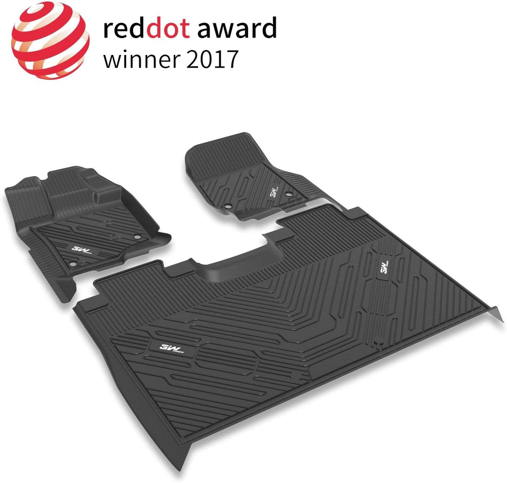 Black TPE All Weather Custom Fit Floor Mats for Ford F150 SuperCrew Cab 2015-2022 1st and 2nd Row Full Set B75640