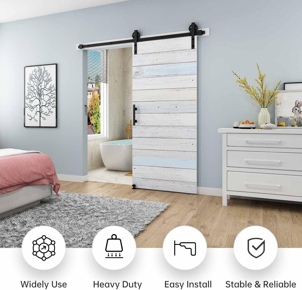 6.6 FT Sliding Barn Door Track and Handle Hardware Kit Q313