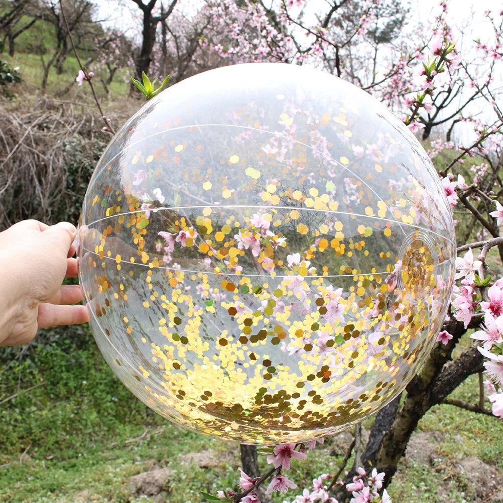 2pcs Glitter Sequin Beach Balls Inflatable Ball Toys with Pumps R947