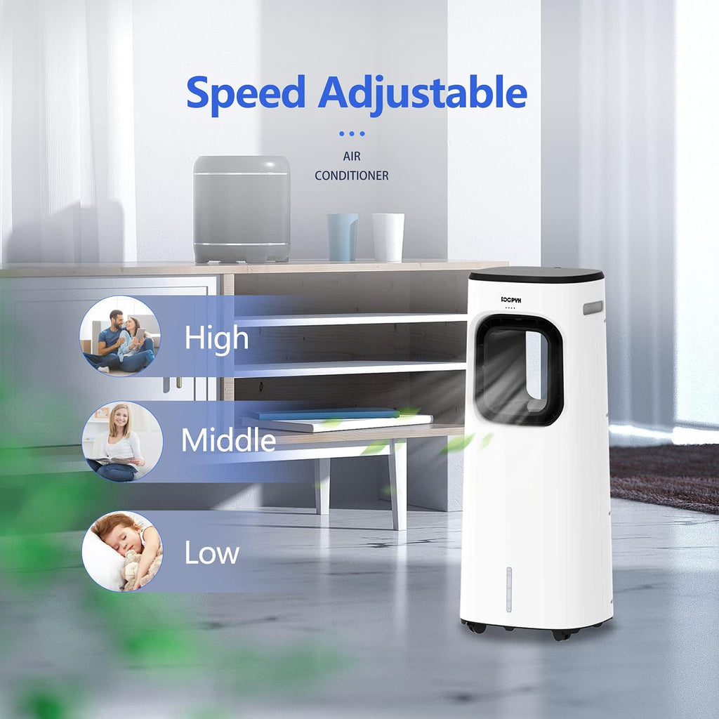 Evaporative Bladeless Cooler Fan with Humidifier, 3 Wind Speeds, 4 Modes T252784
